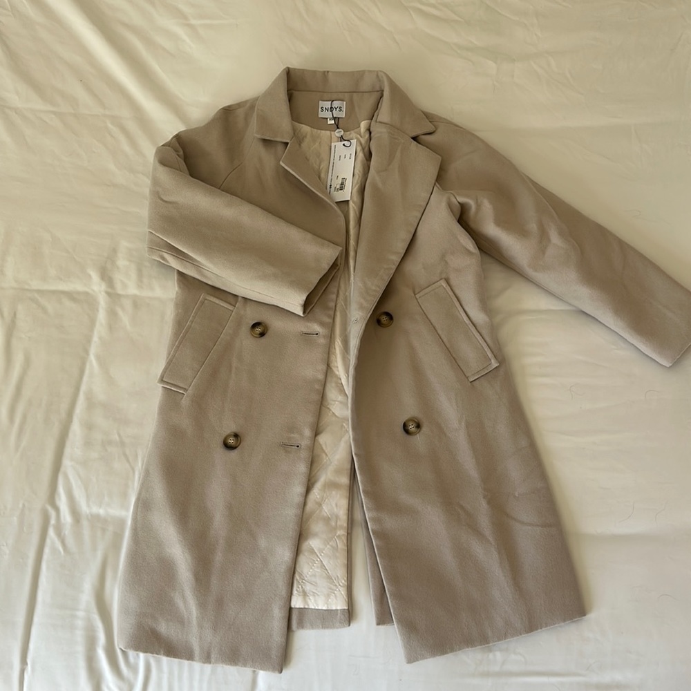 SNDYS Revolve Beige Peacoat Jacket - Size XS